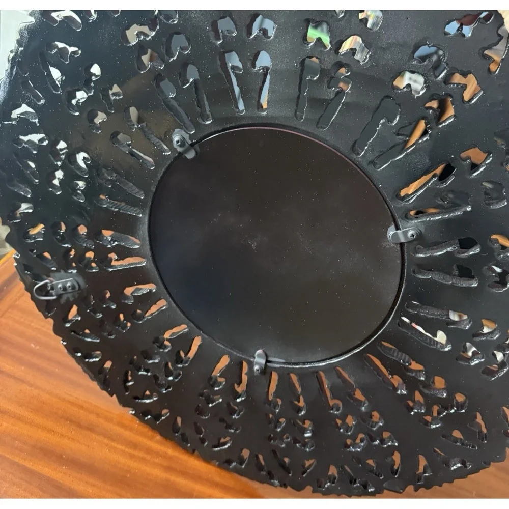 Vintage MCM MIrror Carved Wood Gold Sunburst Accent 22